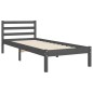vidaXL Massivholzbett mit Kopfteil Grau 100x200 cm vidaXL Massivholzbett mit Kopfteil Grau 100x200 cm