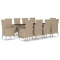 vidaXL 11-tlg. Garten-Essgruppe mit Kissen Beige Poly Rattan vidaXL 11-tlg. Garten-Essgruppe mit Kissen Beige Poly Rattan