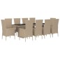 vidaXL 11-tlg. Garten-Essgruppe mit Kissen Beige Poly Rattan vidaXL 11-tlg. Garten-Essgruppe mit Kissen Beige Poly Rattan