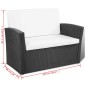 4-tlg. Garten-Lounge-Set mit Auflagen Poly Rattan Schwarz 4-tlg. Garten-Lounge-Set mit Auflagen Poly Rattan Schwarz
