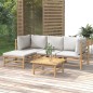 vidaXL 5-tlg. Garten-Lounge-Set mit Hellgrauen Kissen Bambus vidaXL 5-tlg. Garten-Lounge-Set mit Hellgrauen Kissen Bambus