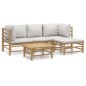 vidaXL 5-tlg. Garten-Lounge-Set mit Hellgrauen Kissen Bambus vidaXL 5-tlg. Garten-Lounge-Set mit Hellgrauen Kissen Bambus