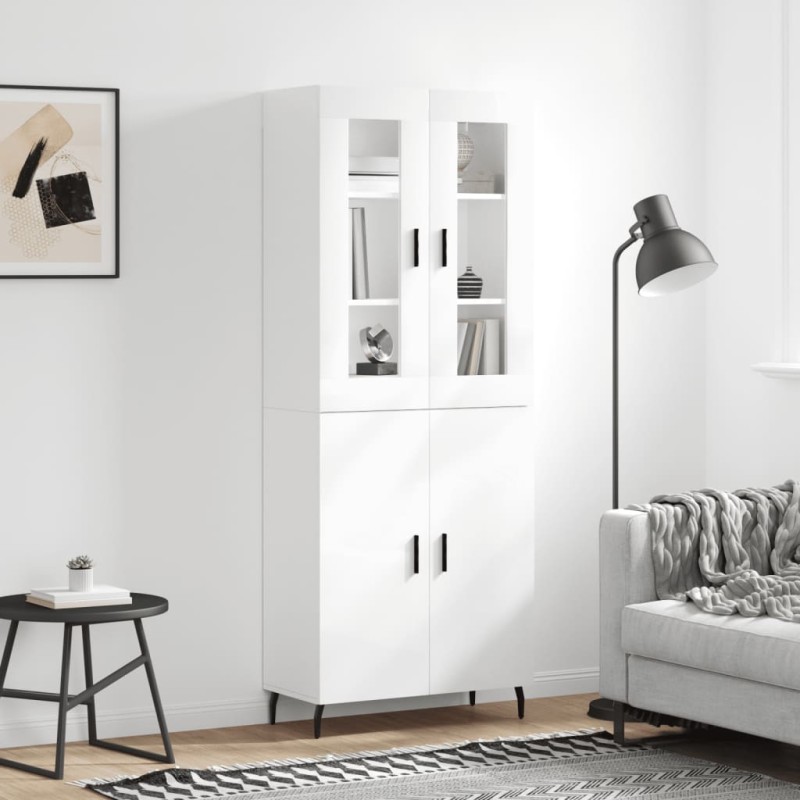 vidaXL Highboard Hochglanz-Weiß 69,5x34x180 cm Holzwerkstoff vidaXL Highboard Hochglanz-Weiß 69,5x34x180 cm Holzwerkstoff