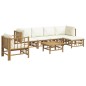 vidaXL 7-tlg. Garten-Lounge-Set mit Cremeweißen Kissen Bambus vidaXL 7-tlg. Garten-Lounge-Set mit Cremeweißen Kissen Bambus
