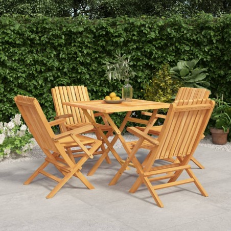 vidaXL 5-tlg. Garten-Essgruppe Massivholz Teak