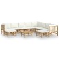 vidaXL 11-tlg. Garten-Lounge-Set mit Cremeweißen Kissen Bambus vidaXL 11-tlg. Garten-Lounge-Set mit Cremeweißen Kissen Bambus