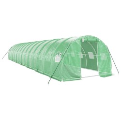 vidaXL Gewächshaus mit Stahlrahmen Grün 42 m² 14x3x2 m
