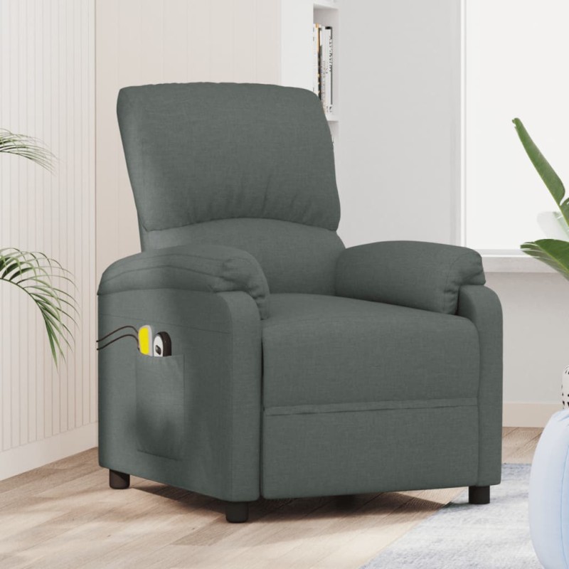 vidaXL Massagesessel Elektrisch Dunkelgrau Stoff vidaXL Massagesessel Elektrisch Dunkelgrau Stoff