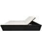 Outdoor-Lounge-Bett mit Polster Poly Rattan Schwarz Outdoor-Lounge-Bett mit Polster Poly Rattan Schwarz