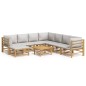 vidaXL 9-tlg. Garten-Lounge-Set mit Kissen Hellgrau Bambus vidaXL 9-tlg. Garten-Lounge-Set mit Kissen Hellgrau Bambus