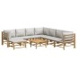 vidaXL 9-tlg. Garten-Lounge-Set mit Kissen Hellgrau Bambus vidaXL 9-tlg. Garten-Lounge-Set mit Kissen Hellgrau Bambus