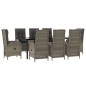 vidaXL 9-tlg. Garten-Essgruppe mit Kissen Schwarz und Grau Poly Rattan vidaXL 9-tlg. Garten-Essgruppe mit Kissen Schwarz und Grau Poly Rattan