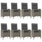 vidaXL 9-tlg. Garten-Essgruppe mit Kissen Schwarz und Grau Poly Rattan vidaXL 9-tlg. Garten-Essgruppe mit Kissen Schwarz und Grau Poly Rattan