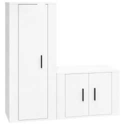 vidaXL 2-tlg. TV-Schrank-Set Hochglanz-Weiß Holzwerkstoff