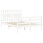 vidaXL Massivholzbett mit Kopfteil Weiß 140x190 cm vidaXL Massivholzbett mit Kopfteil Weiß 140x190 cm