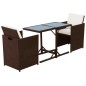 vidaXL 3-tlg. Bistro-Set mit Kissen Poly Rattan Braun vidaXL 3-tlg. Bistro-Set mit Kissen Poly Rattan Braun