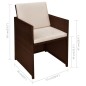 vidaXL 3-tlg. Bistro-Set mit Kissen Poly Rattan Braun vidaXL 3-tlg. Bistro-Set mit Kissen Poly Rattan Braun