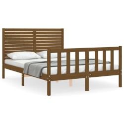 vidaXL Massivholzbett mit Kopfteil Honigbraun 120x200 cm