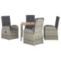 vidaXL 5-tlg. Garten-Essgruppe mit Kissen Grau Poly Rattan vidaXL 5-tlg. Garten-Essgruppe mit Kissen Grau Poly Rattan
