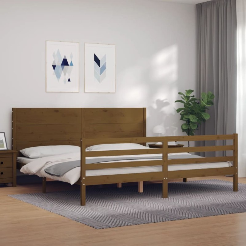 vidaXL Massivholzbett mit Kopfteil Honigbraun 200x200 cm vidaXL Massivholzbett mit Kopfteil Honigbraun 200x200 cm