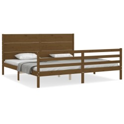 vidaXL Massivholzbett mit Kopfteil Honigbraun 200x200 cm