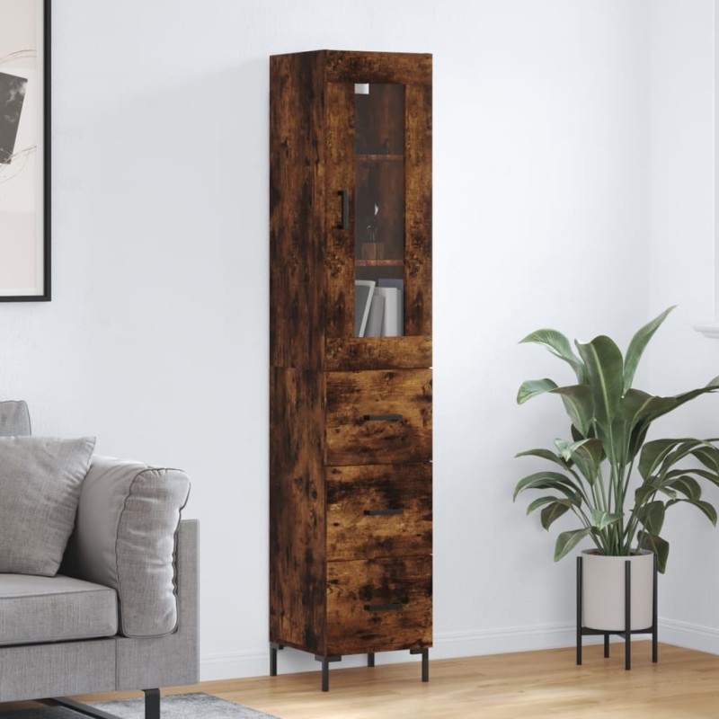 vidaXL Highboard Räuchereiche 34,5x34x180 cm Holzwerkstoff vidaXL Highboard Räuchereiche 34,5x34x180 cm Holzwerkstoff