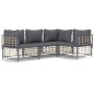vidaXL 4-tlg. Garten-Lounge-Set mit Kissen Anthrazit Poly Rattan vidaXL 4-tlg. Garten-Lounge-Set mit Kissen Anthrazit Poly Rattan