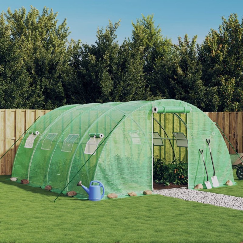 vidaXL Gewächshaus mit Stahlrahmen Grün 16 m² 4x4x2 m vidaXL Gewächshaus mit Stahlrahmen Grün 16 m² 4x4x2 m