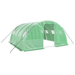 vidaXL Gewächshaus mit Stahlrahmen Grün 16 m² 4x4x2 m