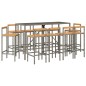 vidaXL 11-tlg. Gartenbar-Set Grau Poly Rattan & Massivholz Akazie vidaXL 11-tlg. Gartenbar-Set Grau Poly Rattan & Massivholz Akazie