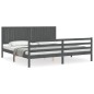 vidaXL Massivholzbett mit Kopfteil Grau 200x200 cm vidaXL Massivholzbett mit Kopfteil Grau 200x200 cm