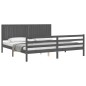 vidaXL Massivholzbett mit Kopfteil Grau 200x200 cm vidaXL Massivholzbett mit Kopfteil Grau 200x200 cm