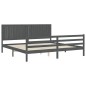 vidaXL Massivholzbett mit Kopfteil Grau 200x200 cm vidaXL Massivholzbett mit Kopfteil Grau 200x200 cm