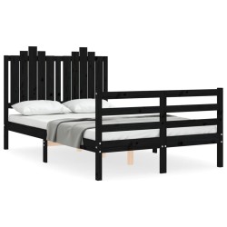 vidaXL Massivholzbett mit Kopfteil Schwarz 120x200 cm