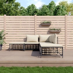 vidaXL 5-tlg. Garten-Lounge-Set mit Kissen Anthrazit Poly Rattan