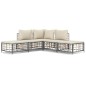 vidaXL 5-tlg. Garten-Lounge-Set mit Kissen Anthrazit Poly Rattan vidaXL 5-tlg. Garten-Lounge-Set mit Kissen Anthrazit Poly Rattan