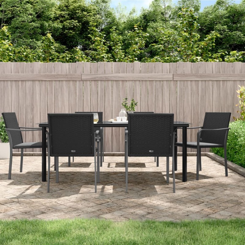 vidaXL 7-tlg. Garten-Essgruppe mit Kissen Poly Rattan und Stahl vidaXL 7-tlg. Garten-Essgruppe mit Kissen Poly Rattan und Stahl