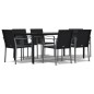 vidaXL 7-tlg. Garten-Essgruppe mit Kissen Poly Rattan und Stahl vidaXL 7-tlg. Garten-Essgruppe mit Kissen Poly Rattan und Stahl