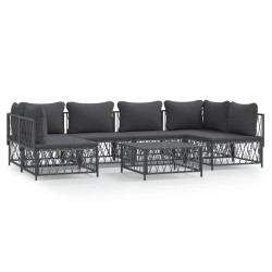 vidaXL 7-tlg. Garten-Lounge-Set mit Kissen Anthrazit Stahl