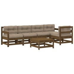 vidaXL 6-tlg. Garten-Lounge-Set mit Kissen Honigbraun Massivholz