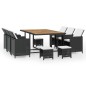 11-tlg. Garten-Essgruppe Poly Rattan Akazienholz Schwarz 11-tlg. Garten-Essgruppe Poly Rattan Akazienholz Schwarz