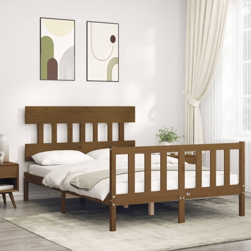 vidaXL Massivholzbett mit Kopfteil Honigbraun 120x200 cm vidaXL Massivholzbett mit Kopfteil Honigbraun 120x200 cm