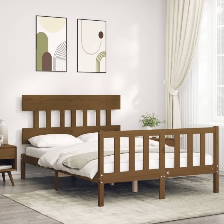 vidaXL Massivholzbett mit Kopfteil Honigbraun 120x200 cm