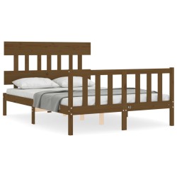 vidaXL Massivholzbett mit Kopfteil Honigbraun 120x200 cm
