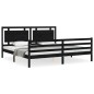 vidaXL Massivholzbett mit Kopfteil Schwarz 200x200 cm vidaXL Massivholzbett mit Kopfteil Schwarz 200x200 cm