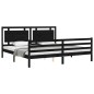 vidaXL Massivholzbett mit Kopfteil Schwarz 200x200 cm vidaXL Massivholzbett mit Kopfteil Schwarz 200x200 cm