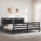 vidaXL Massivholzbett mit Kopfteil Schwarz 200x200 cm vidaXL Massivholzbett mit Kopfteil Schwarz 200x200 cm