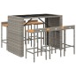 vidaXL 7-tlg. Gartenbar-Set Grau Poly Rattan & Massivholz Akazie vidaXL 7-tlg. Gartenbar-Set Grau Poly Rattan & Massivholz Akazie