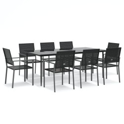 vidaXL 9-tlg. Garten-Essgruppe Poly Rattan und Stahl
