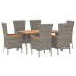 vidaXL 7-tlg. Garten-Essgruppe mit Kissen Grau Poly Rattan vidaXL 7-tlg. Garten-Essgruppe mit Kissen Grau Poly Rattan
